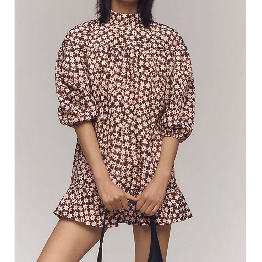 By Anthropologie Long Sleeve Mock Neck Swing Mini Dress with Stars • Size XSP